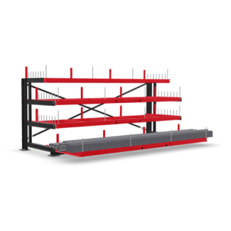 Стеллаж консольный с выдвижными полками Shelf Rolling 4,0х0,8_1т_3+1к_56о